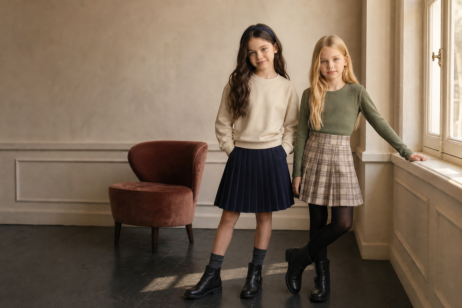 Twee meisjes in Franse kinderkleding van Mini Mignon Paris